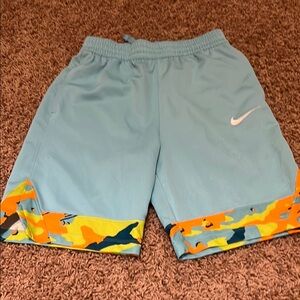 Youth Nike Blue Shorts with Colorful Camo Trim large